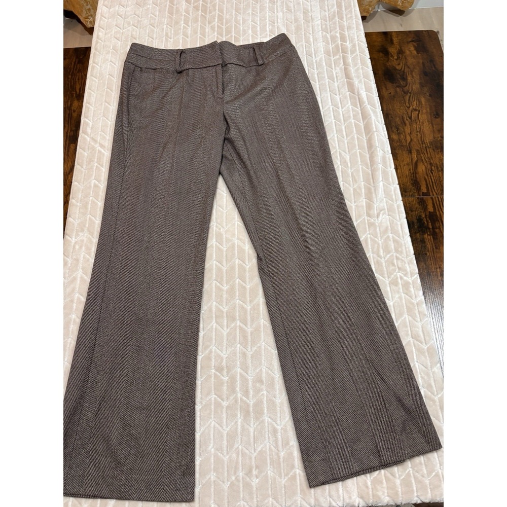 New York &‎ Co 7th Ave Womens Brown Herringbone Dress Pants Size 12 Office Siren